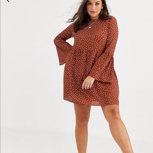 ASOS DESIGN Curve fluted sleeve smock mini dress